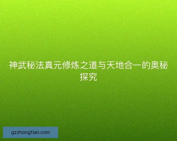神武秘法真元修炼之道与天地合一的奥秘探究