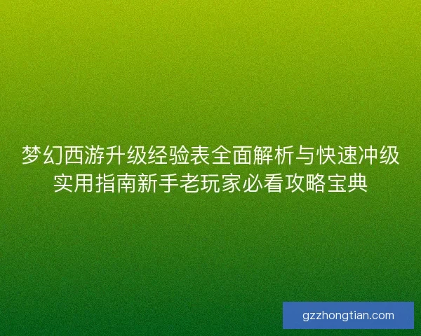 梦幻西游升级经验表全面解析与快速冲级实用指南新手老玩家必看攻略宝典