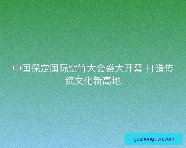 中国保定国际空竹大会盛大开幕 打造传统文化新高地