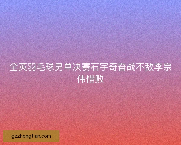 全英羽毛球男单决赛石宇奇奋战不敌李宗伟惜败